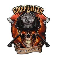 Wandbord Fire Fighter First in Last out - Wandplaat Wandbord Fire Fighter First in Last out - Wandplaat