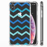Apple iPhone Xs Max Doorzichtige Silicone Hoesje Zigzag Blauw Apple iPhone Xs Max Doorzichtige Silicone Hoesje Zigzag Blauw