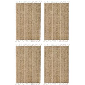 6x Beige/naturel gevlochten placemat 33 x 47 cm rechthoek