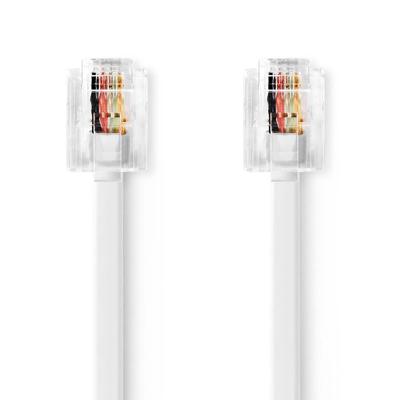 Nedis Telecomkabel | RJ11 Male | RJ11 Male | 10.0 m | Kabel design: Plat | Connectorplating: Goud Verguld | Kabeltype: RJ11 | Wit | Label -