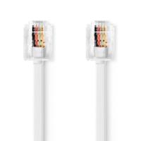 Nedis Telecomkabel | RJ11 Male | RJ11 Male | 10.0 m | Kabel design: Plat | Connectorplating: Goud Verguld | Kabeltype: RJ11 | Wit | Label - Nedis Telecomkabel | RJ11 Male | RJ11 Male | 10.0 m | Kabel design: Plat | Connectorplating: Goud Verguld | Kabeltype: RJ11 | Wit | Label -