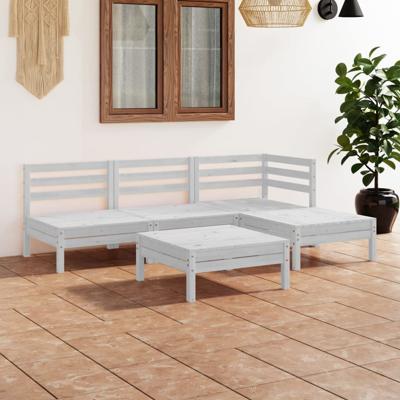 5-delige Loungeset massief grenenhout wit