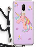 Roze eenhoorn: OnePlus 6 Transparant Hoesje met koord
