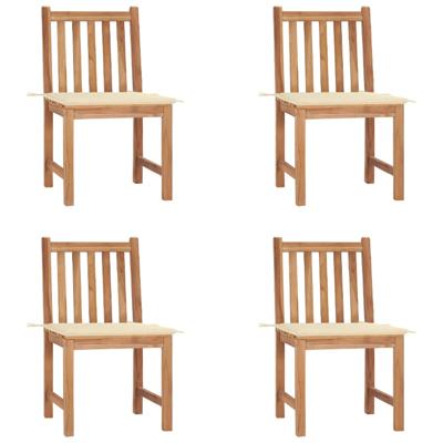 Tuinstoelen 4 st met kussens massief teakhout