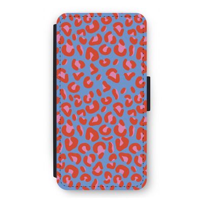 Leopard blue: iPhone 12 Flip Hoesje