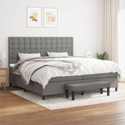 Boxspring met matras stof donkergrijs 200x200 cm