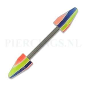 Barbell acryl cones geel blauw oranje