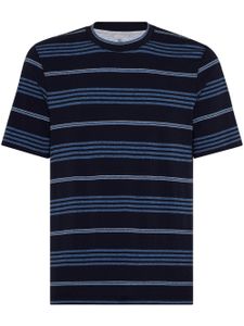 Brunello Cucinelli t-shirt en coton à rayures - Bleu