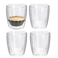 Excellent Houseware dubbelwandige Koffieglazen- 4x - espresso - 125 ml - D7 x H8 cm