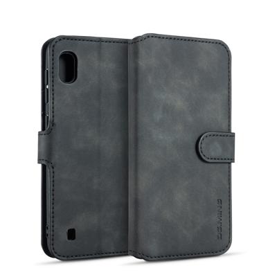 Dg. MING retro olie kant horizontale flip case voor Galaxy A10 met houder & kaartsleuven & portemonnee (zwart)