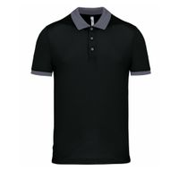 Poloshirt Sport Pro premium quality - zwart/grijs - mesh polyester - voor heren - thumbnail