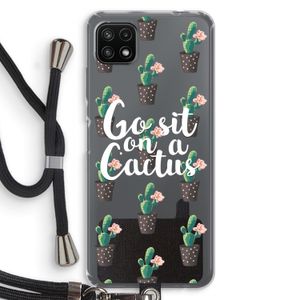 Cactus quote: Samsung Galaxy A22 5G Transparant Hoesje met koord