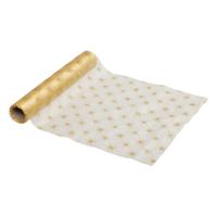 Decoratie stof/tafelloper - goud - 500 x 28 cm - polyester - tafelversiering - kerstdiner