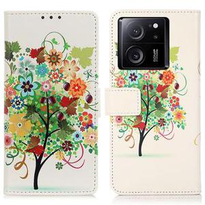 Xiaomi 13T/13T Pro Glam Series Portemonnee Hoesje - Bloeiende Boom / Kleurrijke