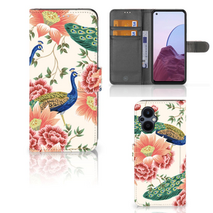 Telefoonhoesje met Pasjes voor OPPO Reno 8 Lite | OnePlus Nord N20 Pink Peacock