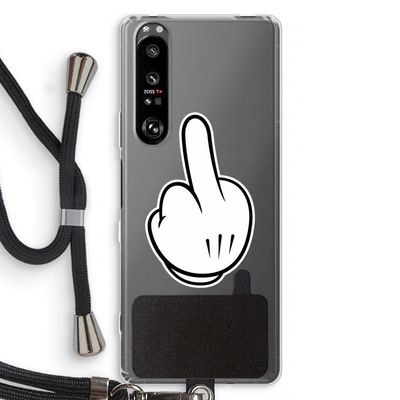 Middle finger white: Sony Xperia 1 III Transparant Hoesje met koord