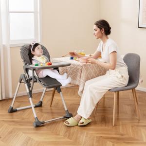 Kinderstoel Baby Opvouwbare Kinderstoel met Relaxfunctie &amp in Hoogte Verstelbaar Grijs