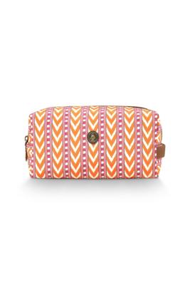 Pip Studio Pip Studio Coco Cosmetic Bag Medium Samba Stripe Orange 21.5x10x10.5cm