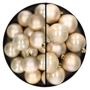 28x stuks kunststof kerstballen champagne 4 en 6 cm   -