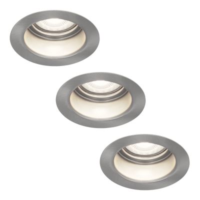 HOFTRONIC™ 3x Mari LED inbouwspot verzonken - 3.8 Watt - Daglicht wit 6000K - GU10 LED module - Dimbaar - Lagere inbouwdiepte - voor binnen en buiten - RVS