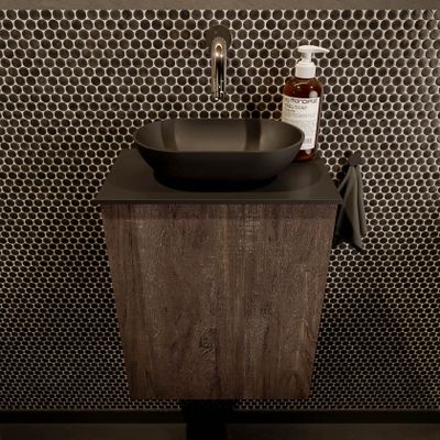 Mondiaz Fowy toiletmeubel 40cm dark brown met blad en waskom urban midden zonder kraangat