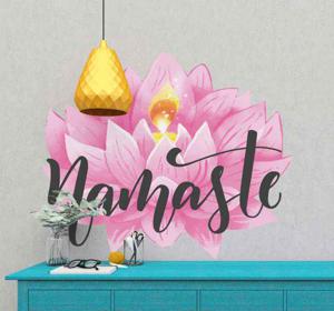 Bloemen stickers Namaste roze lotus