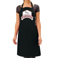 Queen of the kitchen Tatjana keukenschort/ barbecue schort zwart voor dames   -