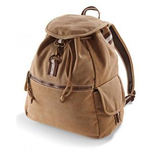 Quadra Vintage Canvas rugzak/rugtas - Kaki - 18 liter - 36 x 30 x 16 cm - Schooltas - Sporttas