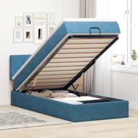 Ottoman bed met matras 90x200cm fluweel donkerblauw