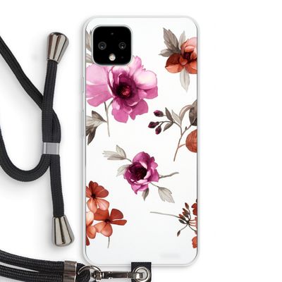 Geschilderde bloemen: Pixel 4 XL Transparant Hoesje met koord