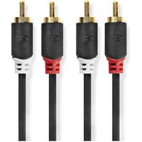 Stereo-Audiokabel | 2x RCA Male | 2x RCA Male | Verguld | 0.5 m | Rond | Antraciet | Doos - thumbnail