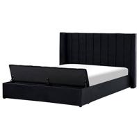 Beliani-NOYERS-Bed met opbergruimte-Zwart-180 x 200 cm-Fluweel - thumbnail