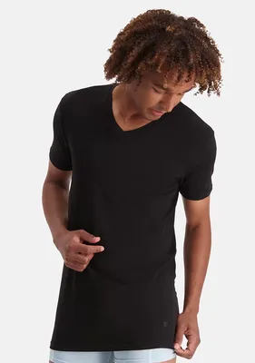 2-pak - Extra lange T-shirts v-hals - Extra lange bamboe heren ondershirts - korte mouw