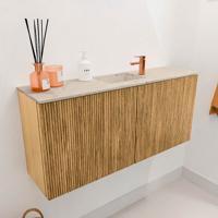Toiletmeubel Mondiaz Joya Dlux | 90 cm | Meubelkleur Oak | Faye wastafel Frappe Wasbak Midden | 1 kraangat