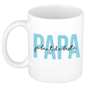Cadeau koffie/thee mok voor papa - blauw - de beste - keramiek - 300 ml - Vaderdag