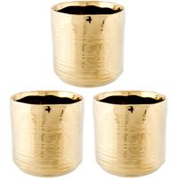 4x Gouden ronde plantenpotten/bloempotten Cerchio 11 cm keramiek