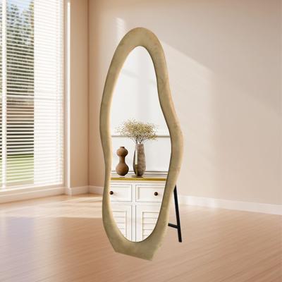 LoXa Passpiegel Velanto Taupe - 160x60 cm - Alleen Staand - Velvet Frame - HD Glas - Luxe Volledige Lichaam Spiegel