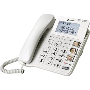 Geemarc CL595 Vaste seniorentelefoon Antwoordapparaat, Handsfree, Optisch belsignaal, Compatibel voor hoorapparatuur, Incl. noodoproep, Met basis