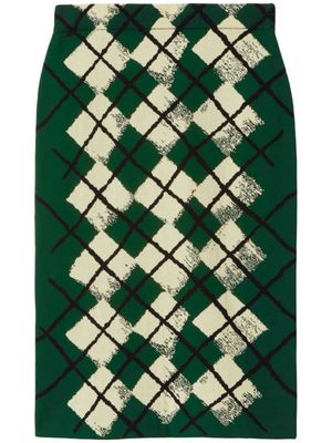 Burberry jupe en maille losanges à coupe mi-longue - Vert