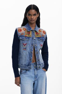 Combined Trucker Jacket with embroidery - BLUE - L