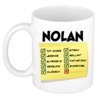 Naam mok Nolan - wit - top gozer - keramiek - 300 ml - cadeau collega beker