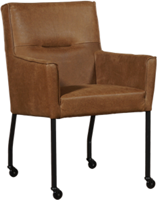 Bruine leren moderne eetkamerstoel Lucky - Kenia Leer Brown (bruin leer)