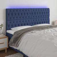 Hoofdbord LED 180x7x118/128 cm stof blauw
