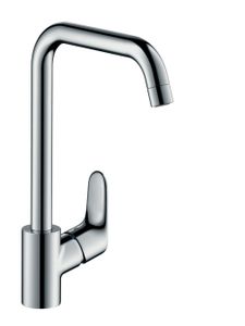 Hansgrohe Focus E2 keukenkraan met hoge draaibare uitloop instelbaar 110 150 en 360 RVS look 31820800