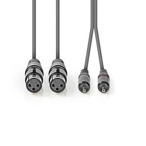 Nedis Gebalanceerde Audiokabel | 2x XLR 3-Pins Female naar 2x RCA Male | 3 m | 1 stuks - COTH15230GY30 COTH15230GY30