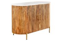 Dressoir TRES CHIC 105cm mangohout naturel met wit marmeren blad en gouden handgrepen - 45755