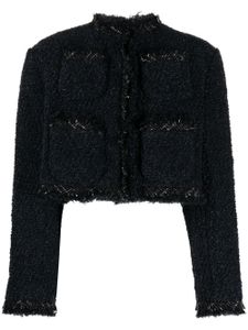 sacai veste en tweed à coupe crop - Noir