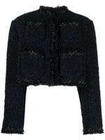 sacai veste en tweed à coupe crop - Noir