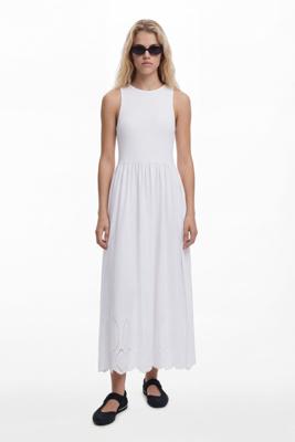 Lang geborduurd kleed - WHITE - XL