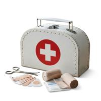 EHBO koffertje - medicijnendoos - klein - verbandtrommel - 16 x 12 x 5 cm - wit - met kruis